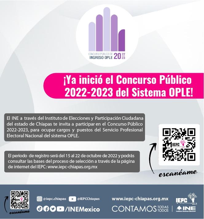 El IEPC te invita a participar en la Convocatoria del Concurso Público 2022-2023 del Servicio Profesional Electoral Nacional del sistema de los OPL