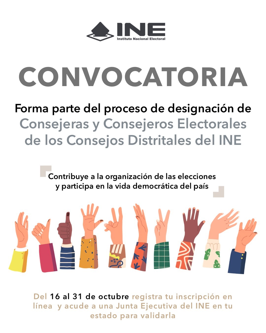 Convoca INE a la ciudadanía a formar parte de los Consejos Distritales