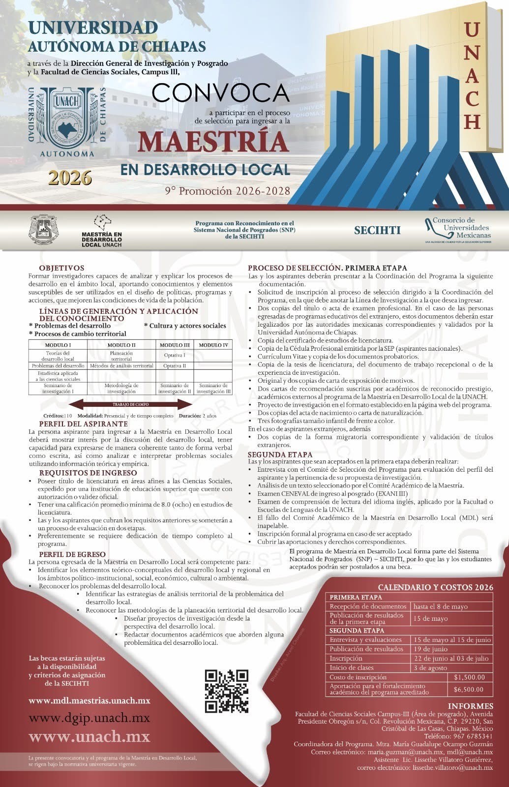 Convoca UNACH a participar en proceso de selección para ingresa a la Maestría en Desarrollo Local 