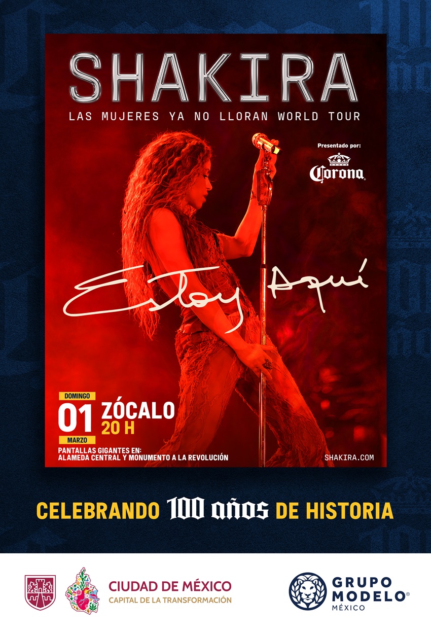 El Gobierno de la Ciudad de México y Grupo Modelo anuncian concierto gratuito de Shakira, en el Zócalo