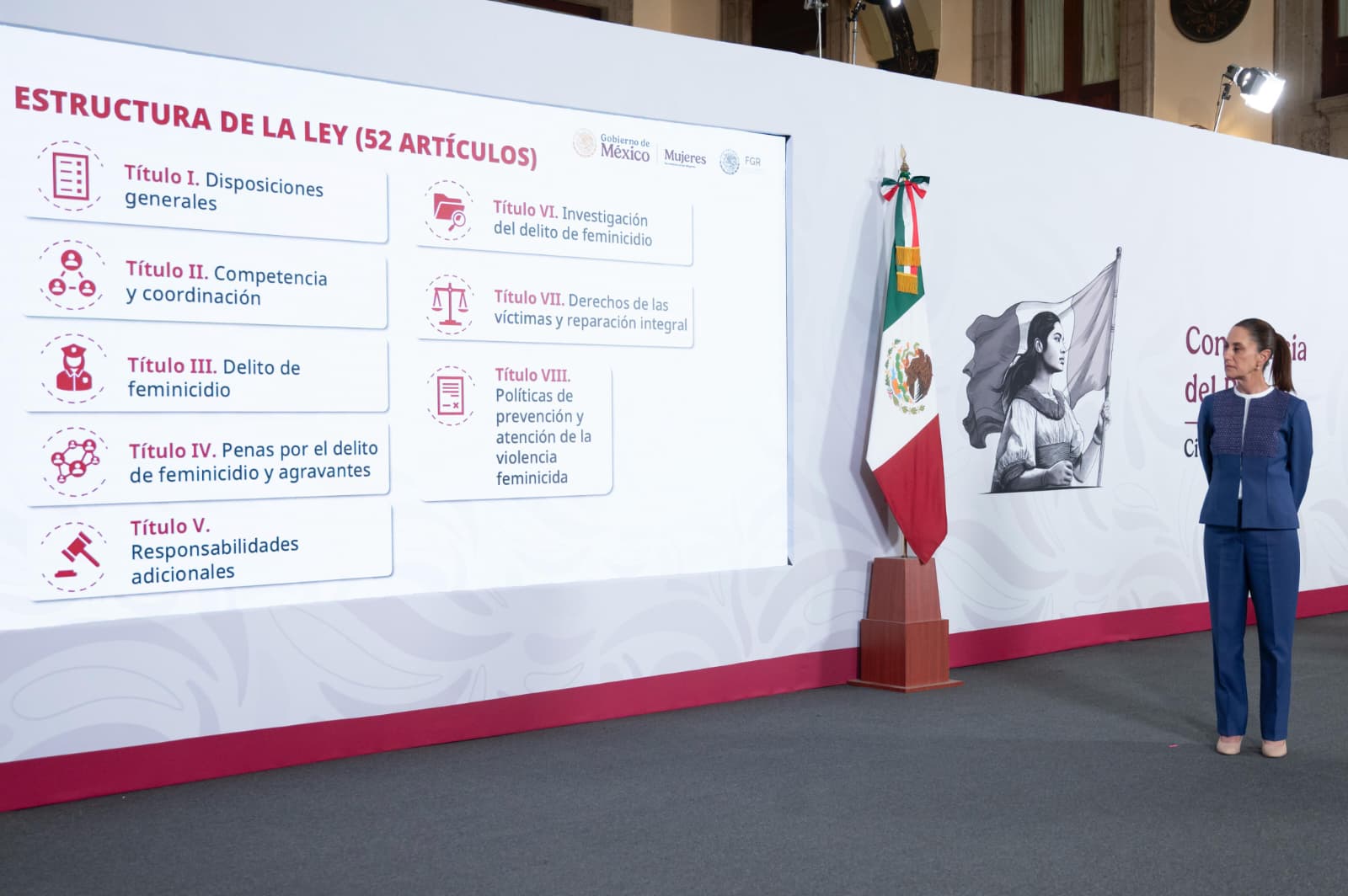 PRESIDENTA CLAUDIA SHEINBAUM ENVIARÁ AL SENADO INICIATIVA DE LEY GENERAL PARA PREVENIR, INVESTIGAR, SANCIONAR Y REPARAR EL DAÑO POR EL DELITO DE FEMINICIDIO; SE PROPONE HASTA 70 AÑOS DE PRISIÓN