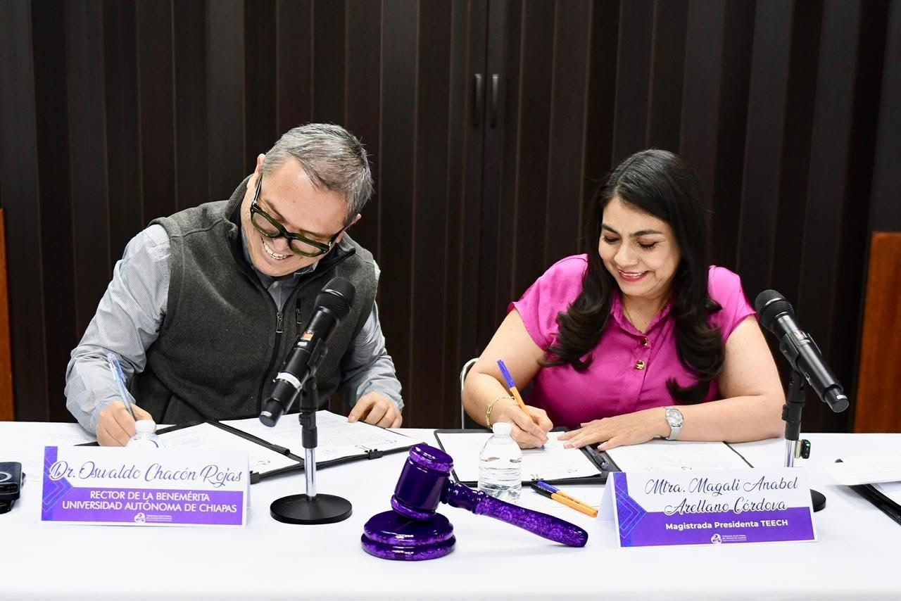 Suscriben UNACH y el TEECH convenio de colaboración